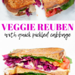 Veggie reuben loaded with quick pickled cabbage