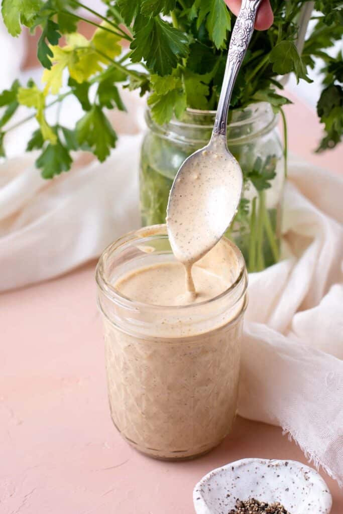 Goddess Style Tahini Salad Dressing (Vegan) Cozy Peach Kitchen