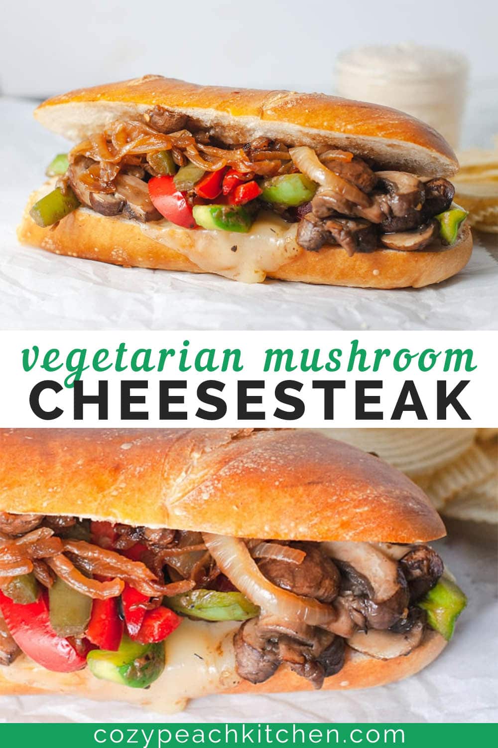 Vegetarian Mushroom Philly Cheesesteak with Caramelized Onions Cozy