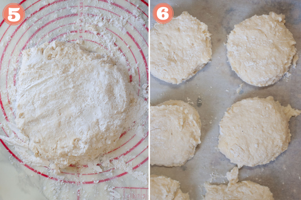 Steps 5 and 6 to makes biscuits.