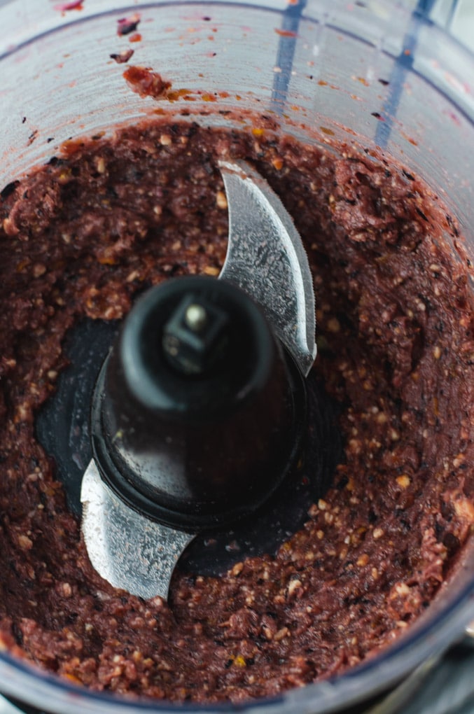 Blueberry puree in food processor