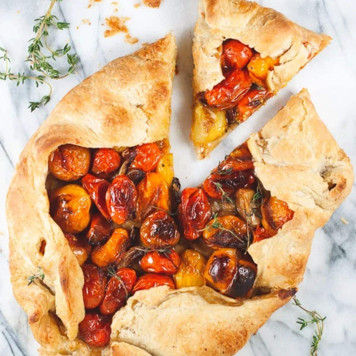 Balsamic Cherry Tomato Galette with Roasted Garlic Cozy Peach Kitchen