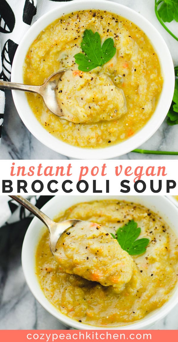 Instant Pot Vegan Cream of Broccoli Soup Cozy Peach Kitchen