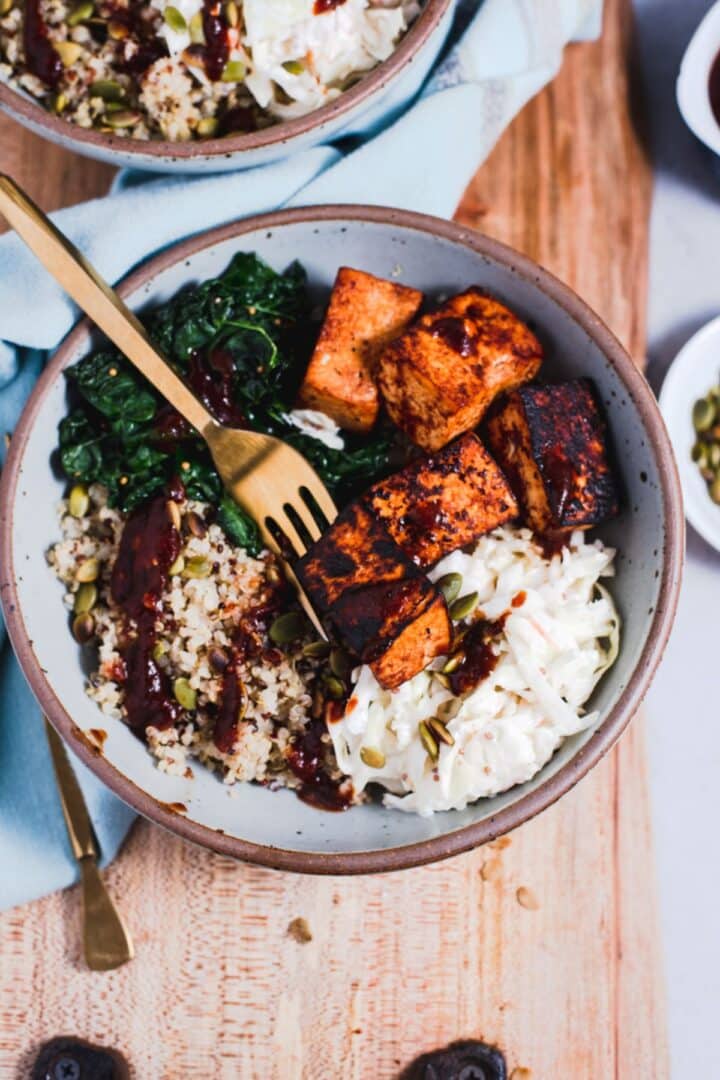 Vegan BBQ Tofu Bowls Cozy Peach Kitchen