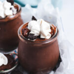 Chocolate pudding in glass jar