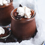 Chocolate pudding in glass jar.