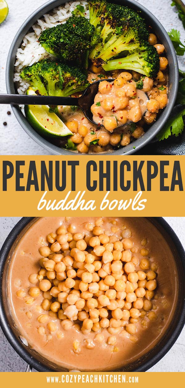 Peanut Chickpea Bowls with Black Pepper broccoli Cozy Peach Kitchen