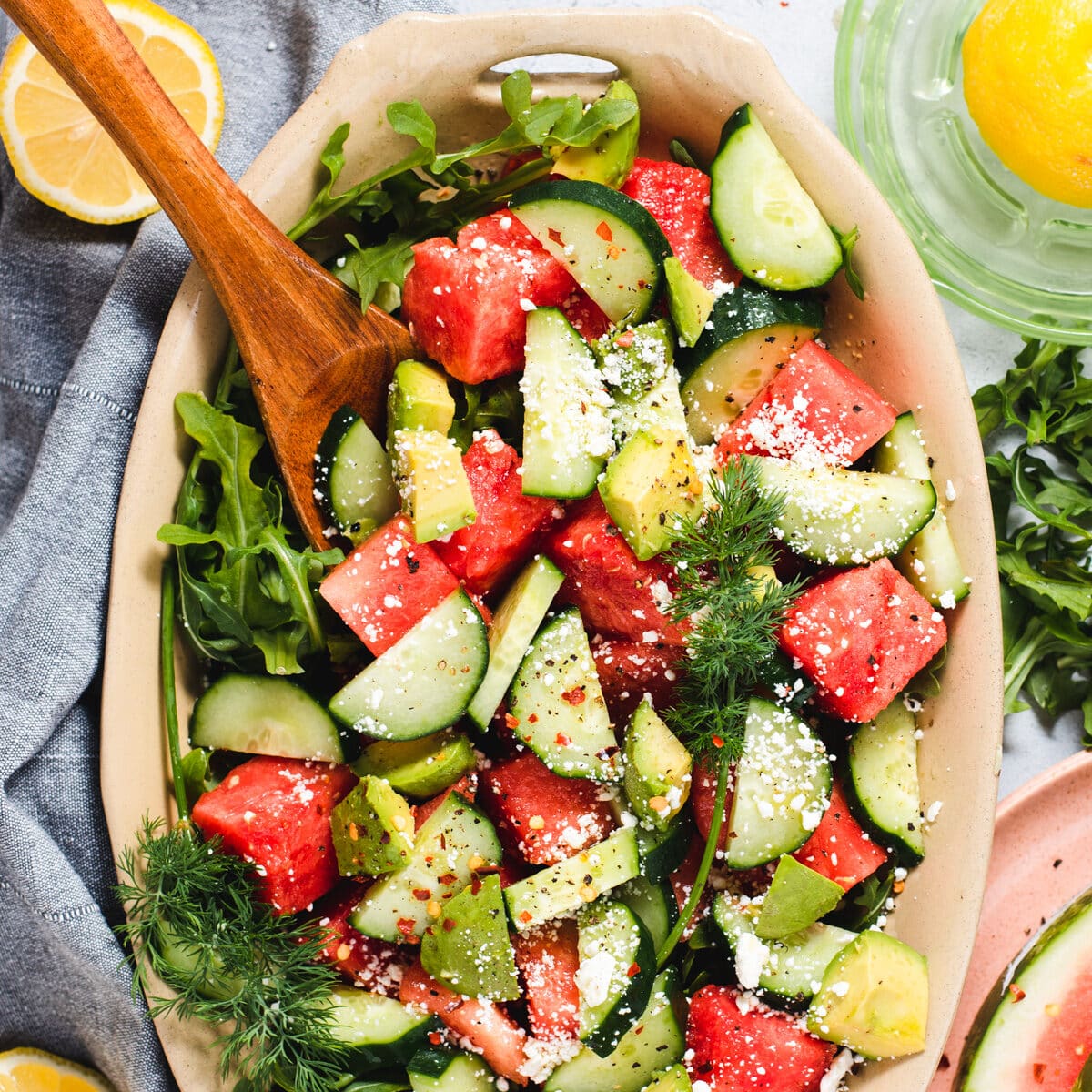 Watermelon Cucumber Feta Salad