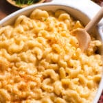 Close up of creamy macaroni and cheese