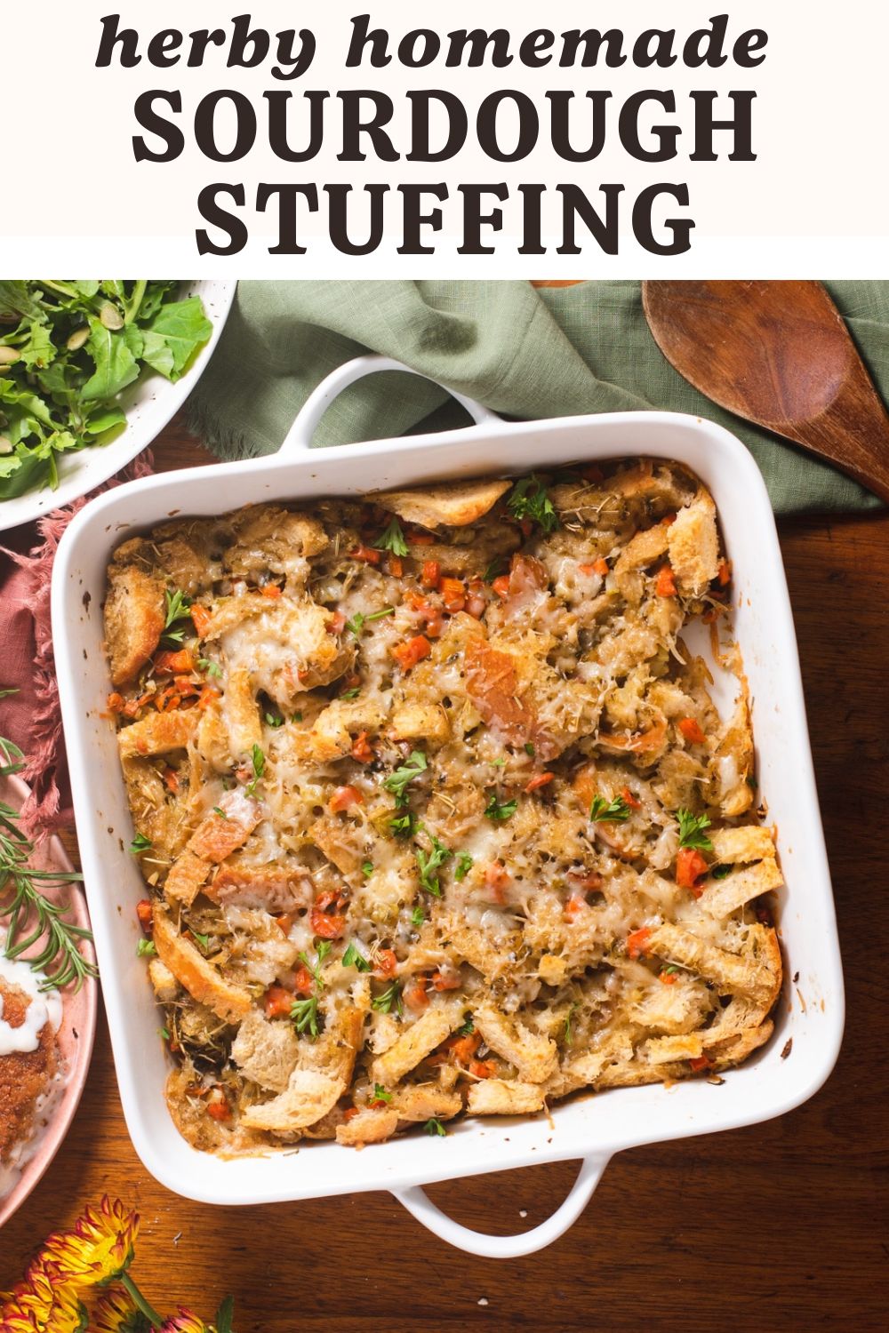 Herby Sourdough Stuffing - Cozy Peach Kitchen