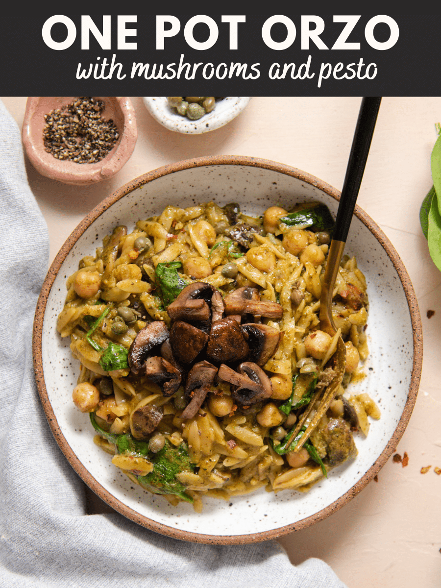 Creamy Orzo with Mushrooms and Pesto Story Cozy Peach Kitchen