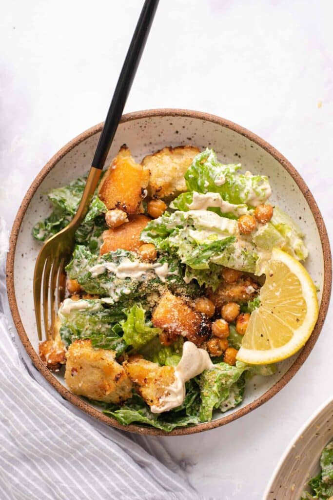 Vegan Caesar Salad with Cashew Ceasar Dressing Cozy Peach Kitchen