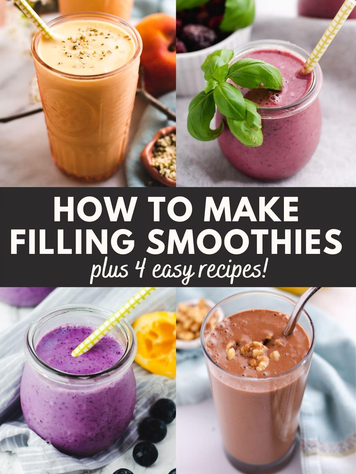 Four images of smoothies.