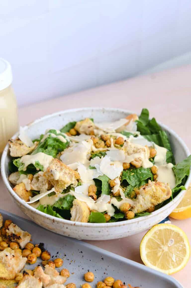Vegetarian Caesar Salad with Cashew Ceasar Dressing Cozy Peach Kitchen