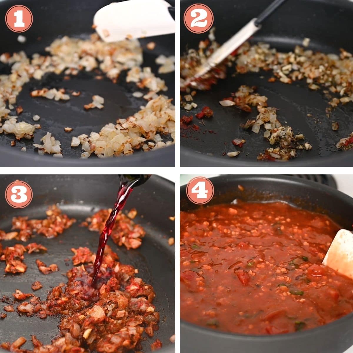 Steps 1 through 4 to make red lentil pasta