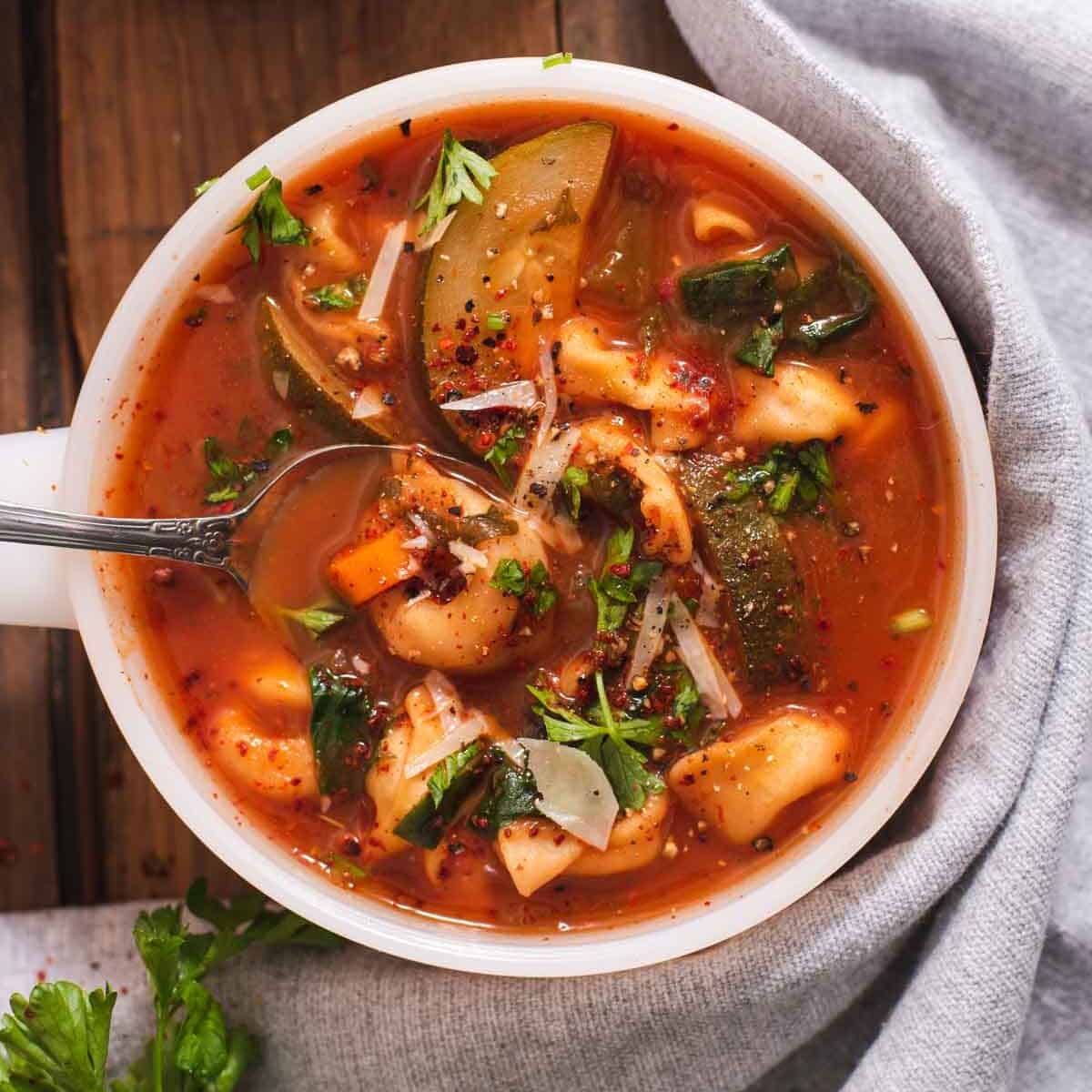 Vegetarian Tortellini Soup Cozy Peach Kitchen