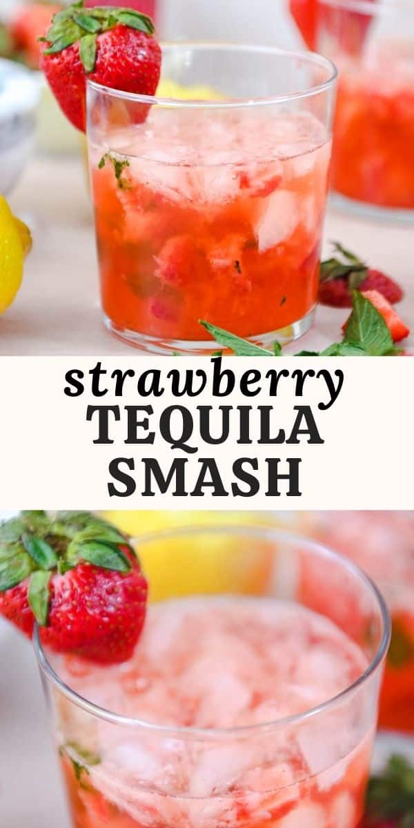 Strawberry Tequila Smash Cocktail Cozy Peach Kitchen