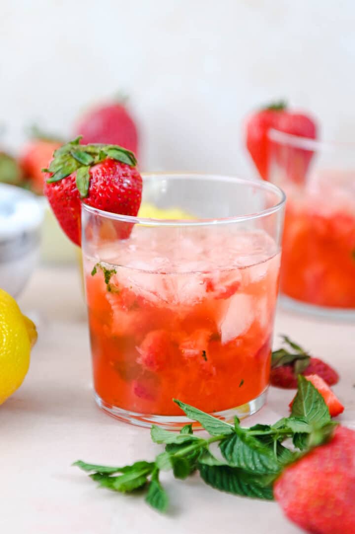 Strawberry Tequila Smash Cocktail Cozy Peach Kitchen