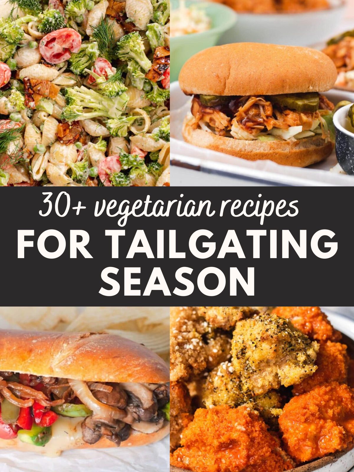 Graphic showing tailgating recipes.