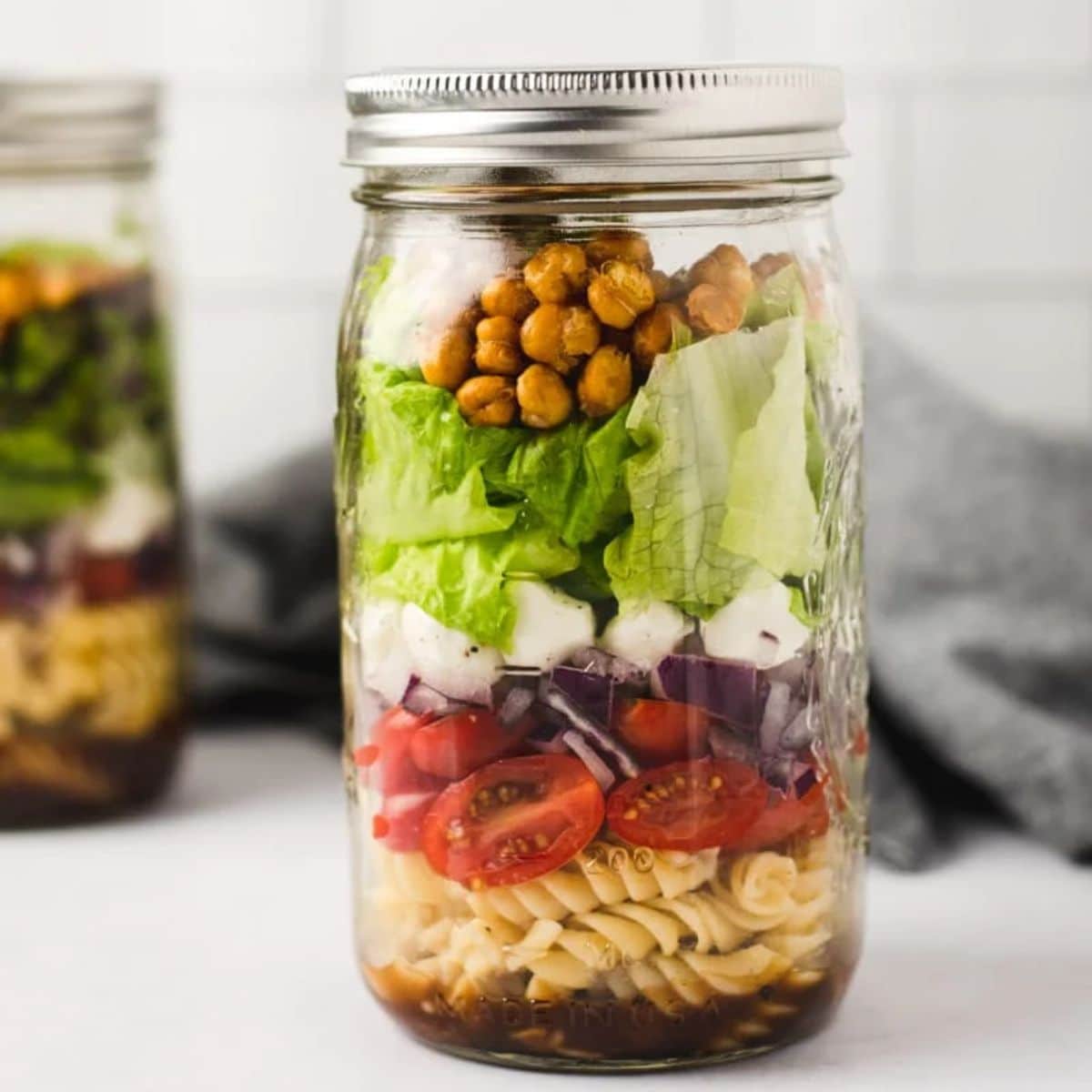 2 for 1 Meal Prep: Balsamic Pasta Jar Salads and Sweet Potato, Chickpea,  Broccoli Bowls - Sweet Peas and Saffron
