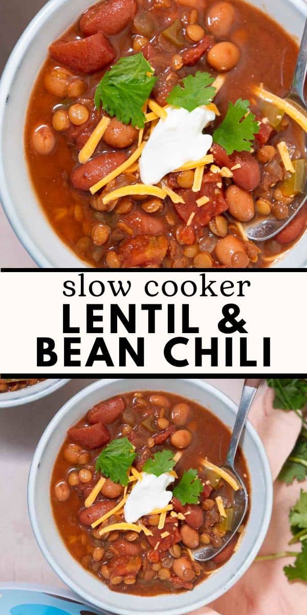 Vegetarian Slow Cooker Chili with Lentils Cozy Peach Kitchen