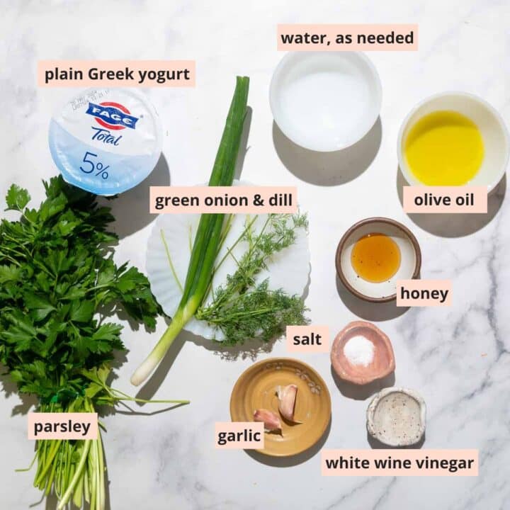 Herby Greek Yogurt Dressing - Cozy Peach Kitchen