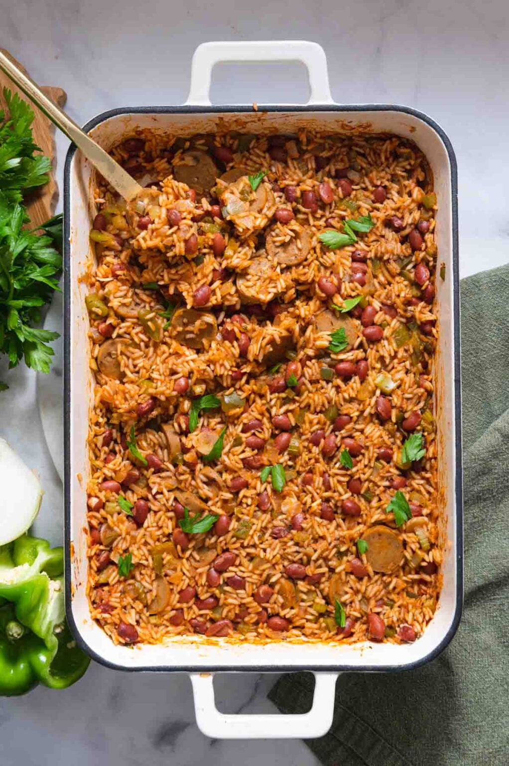Red Baked Rice Red Beans and Rice Bake - Cozy Peach Kitchen