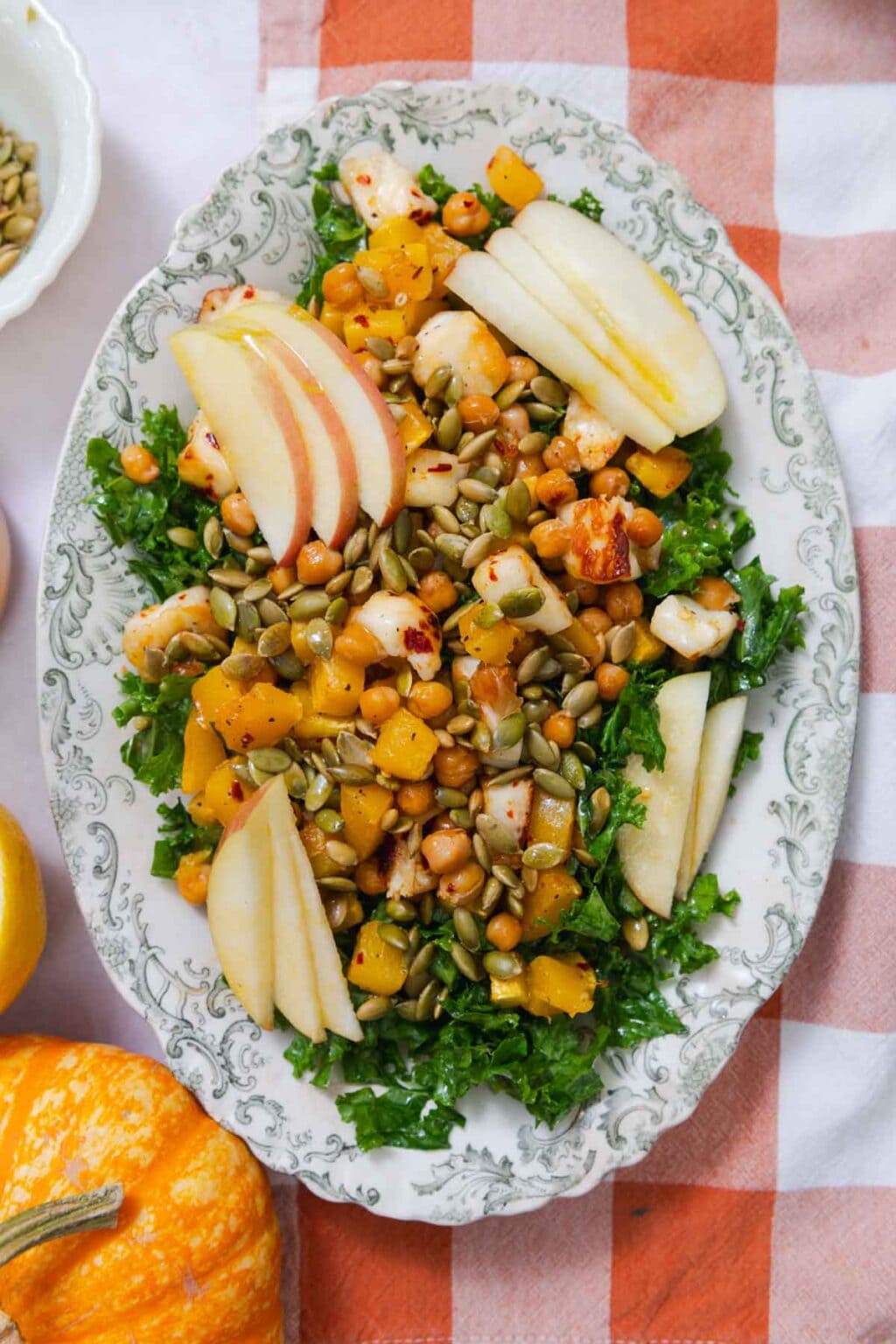 Kale Halloumi Salad with Butternut Squash Cozy Peach Kitchen