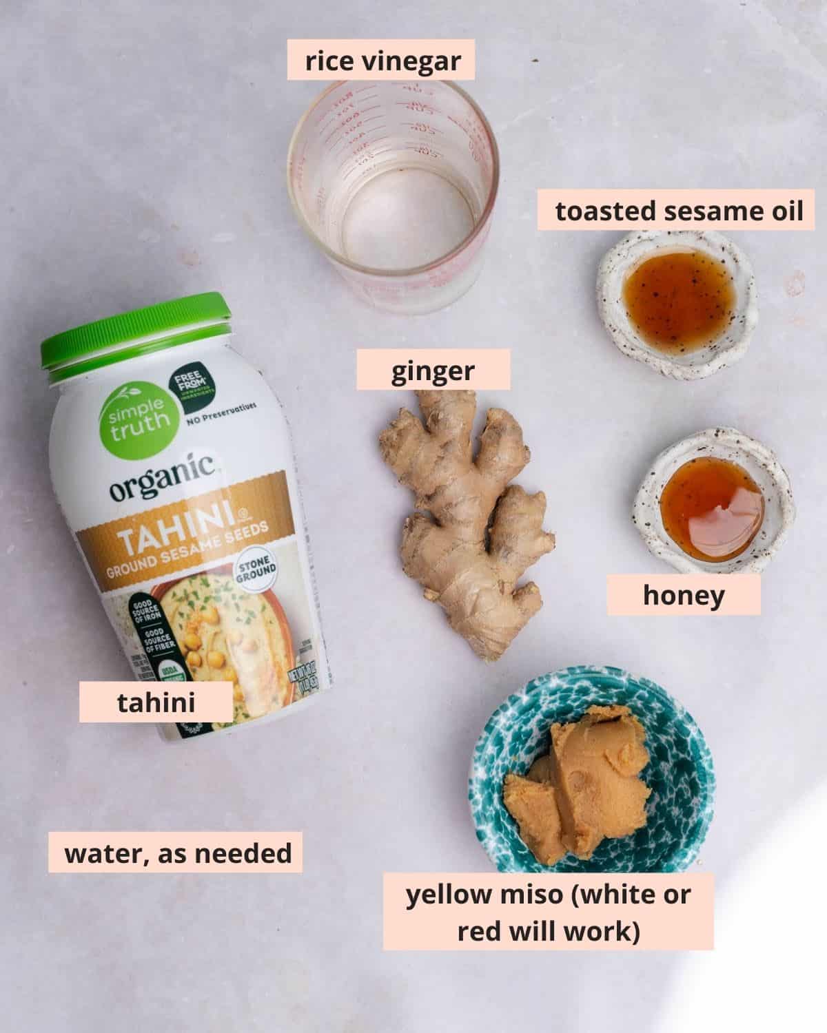 Labeled recipe ingredients.