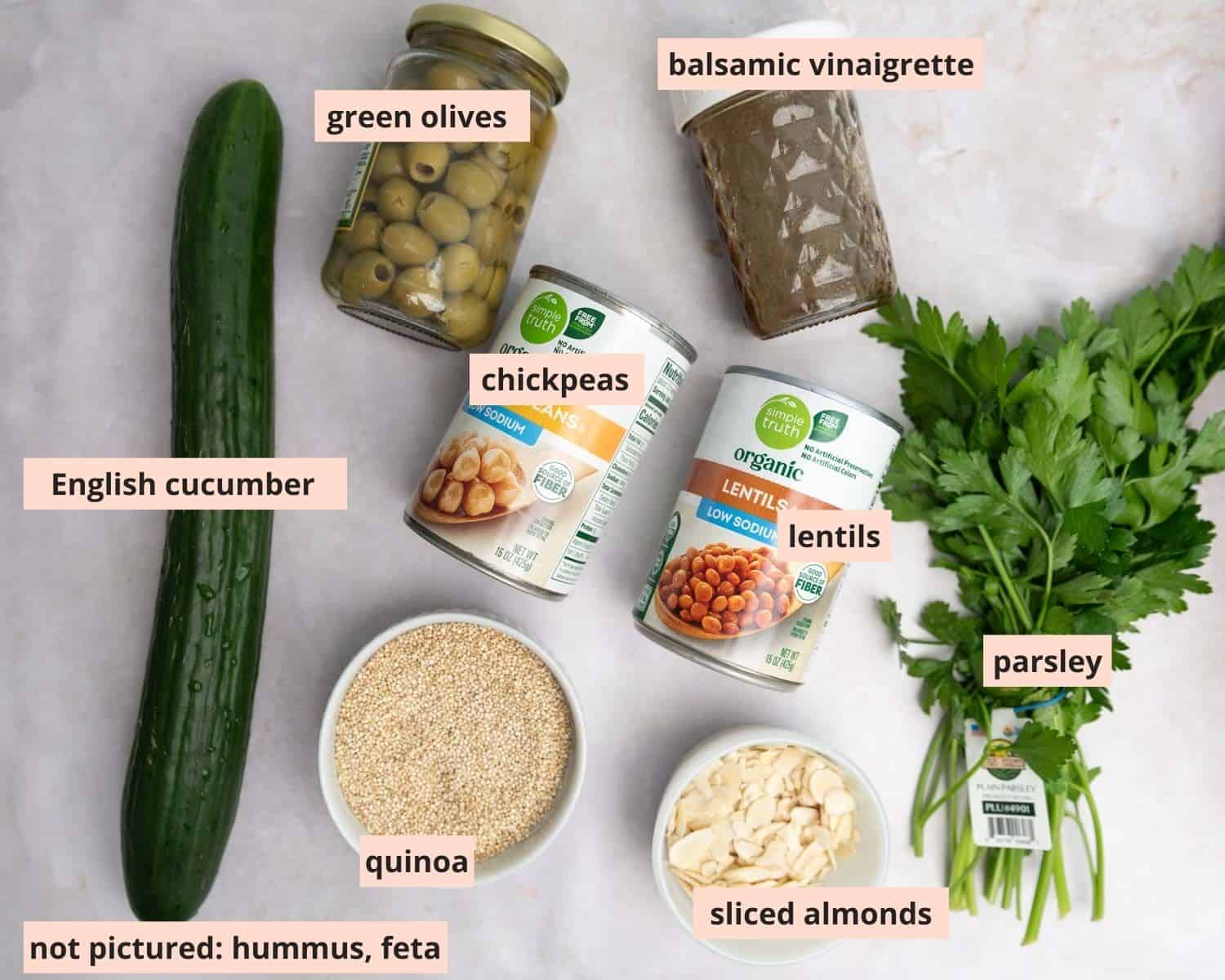 Labeled recipe ingredients.