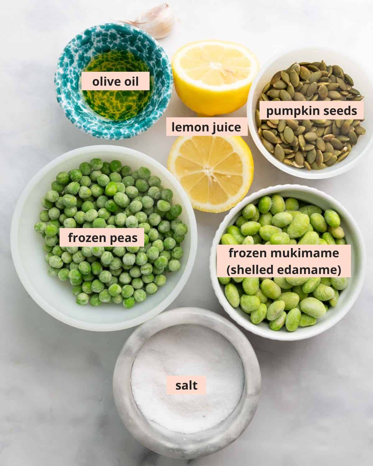 Labeled recipe ingredients.
