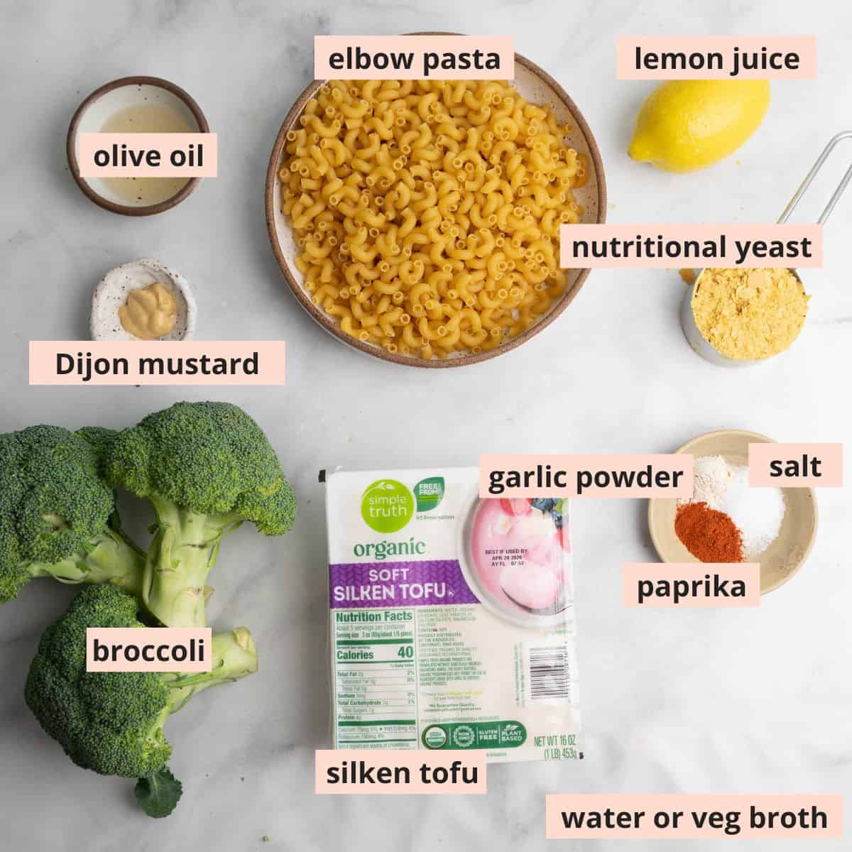 Labeled recipe ingredients.