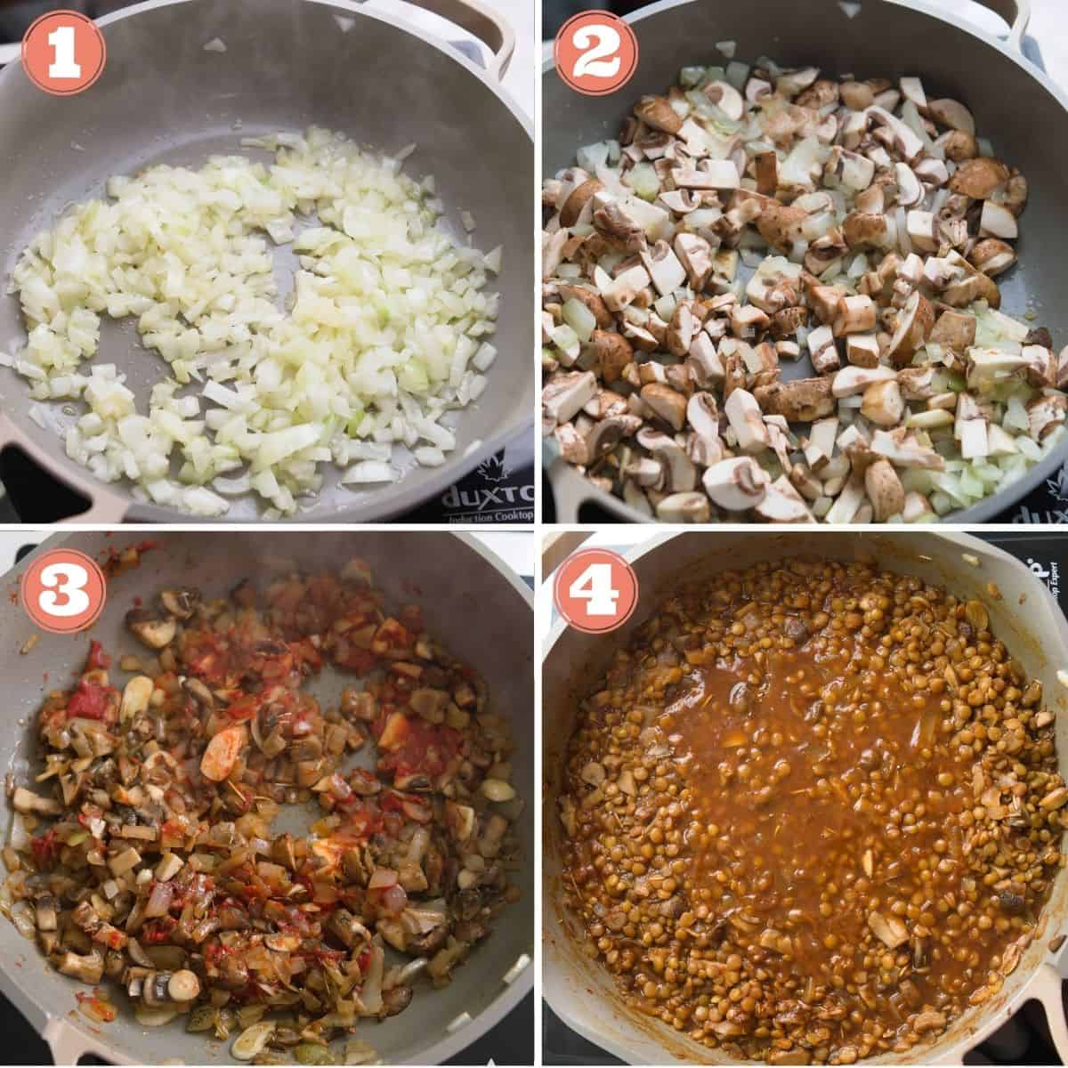 Steps 1 through 4 to make the recipe.