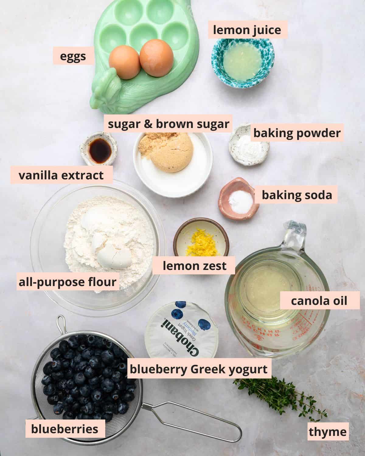 Labeled recipe ingredients.