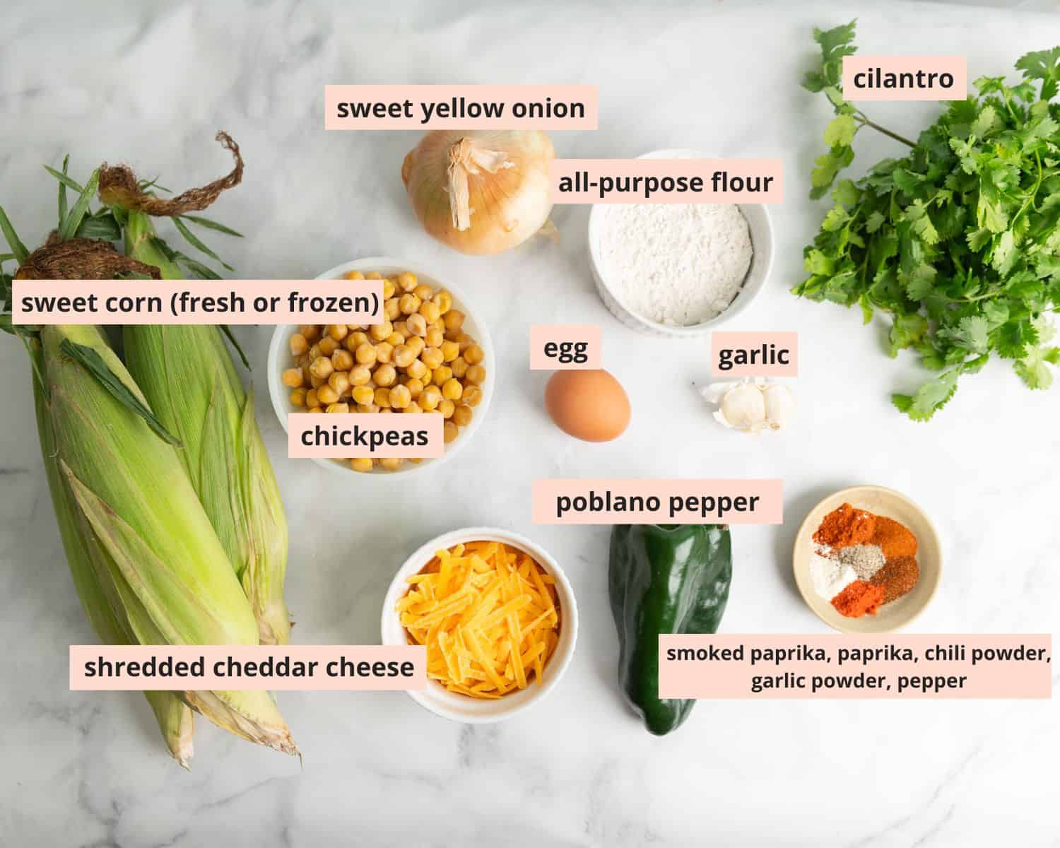Labeled recipe ingredients.