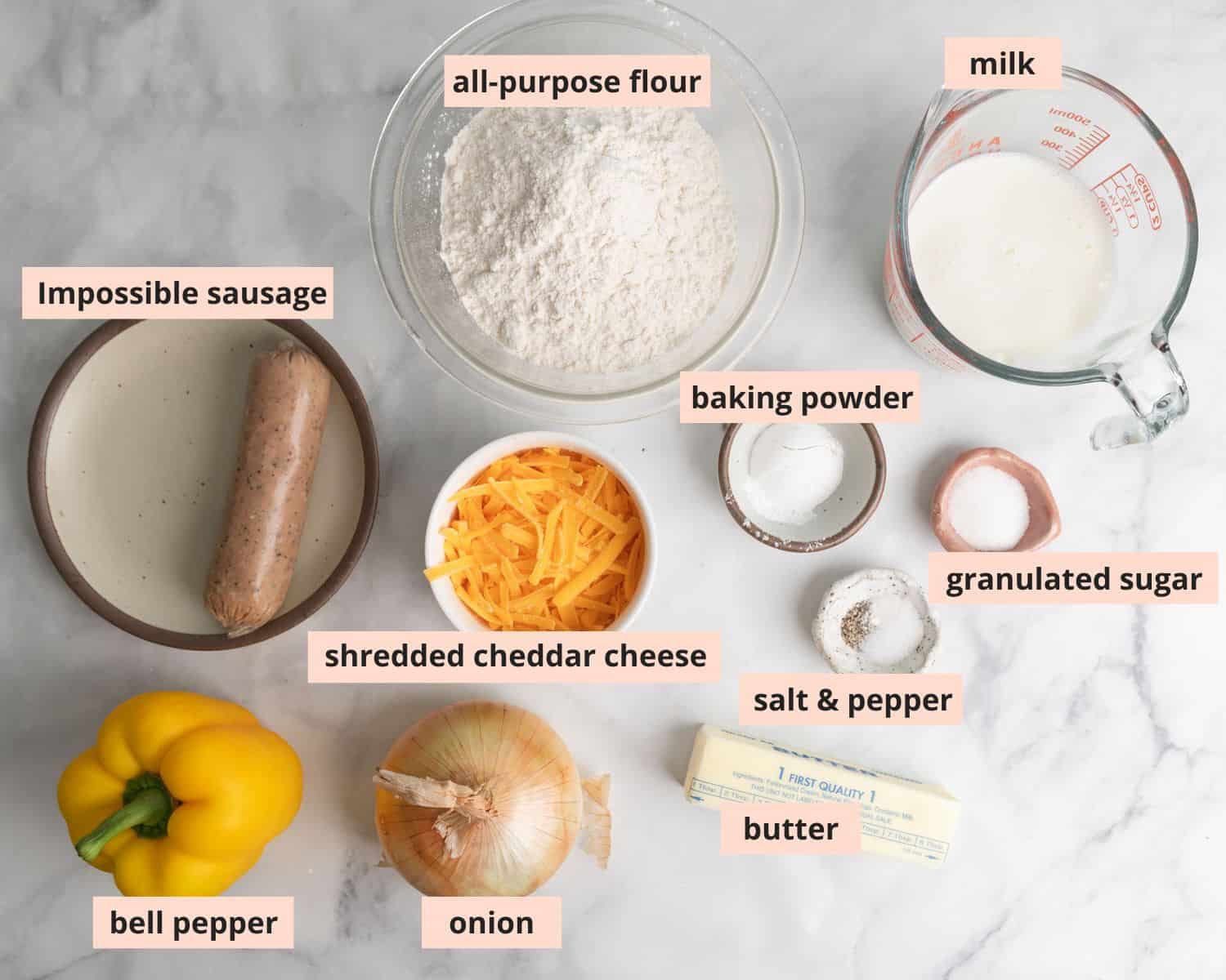 Labeled recipe ingredients.