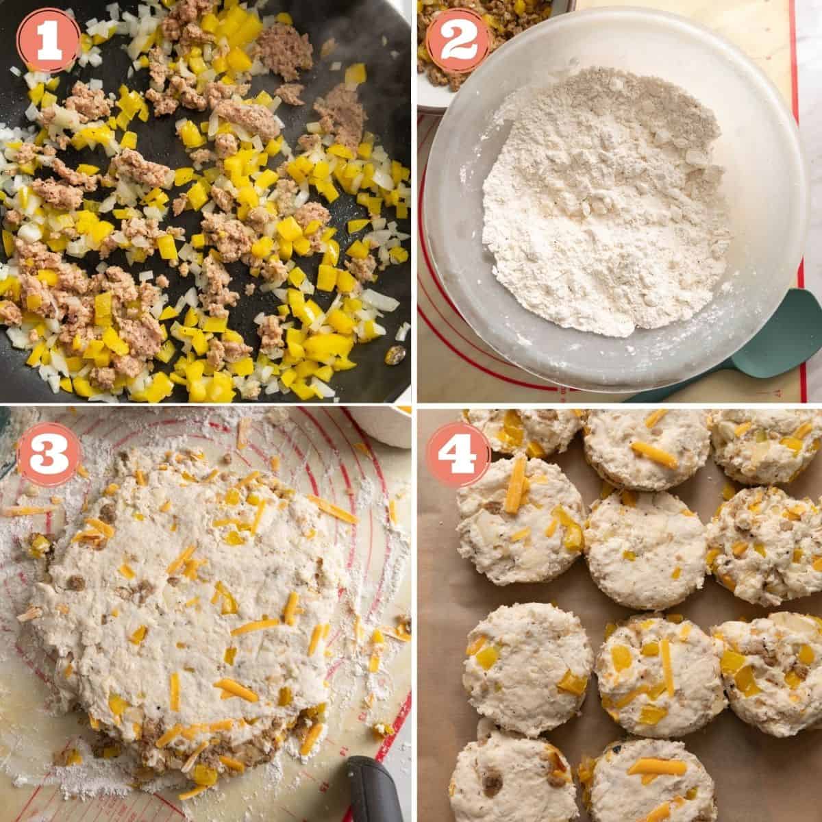 Step 1 through 4 to make the biscuits.