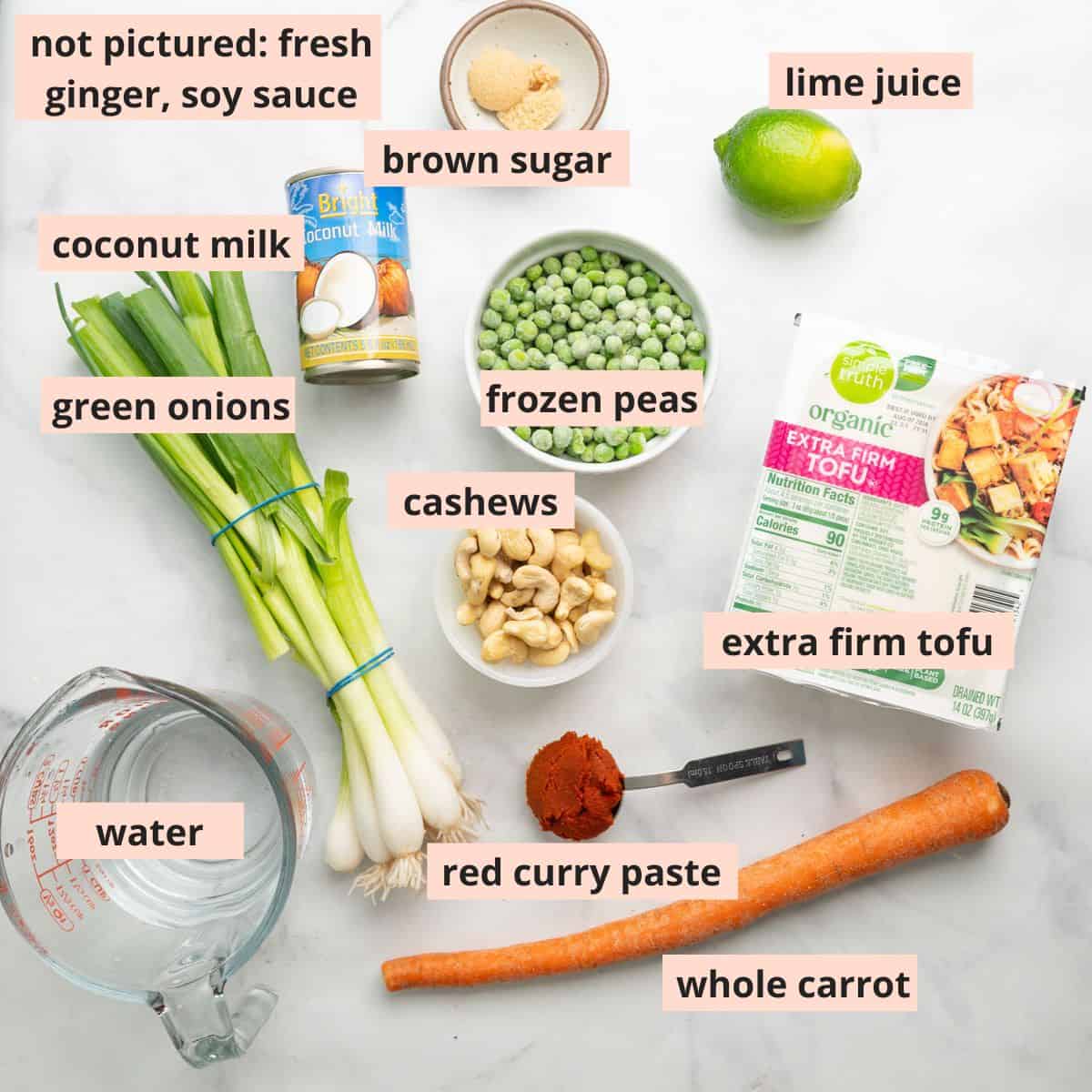 Labeled recipe ingredients.