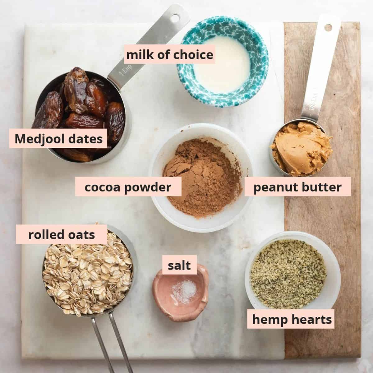 Labeled recipe ingredients.